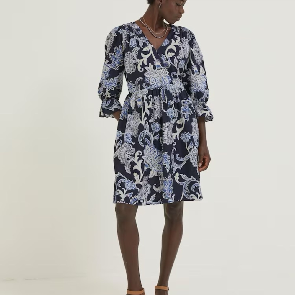 NWT sz6 Fatface Maddox Navy Floral V-Neck Dress